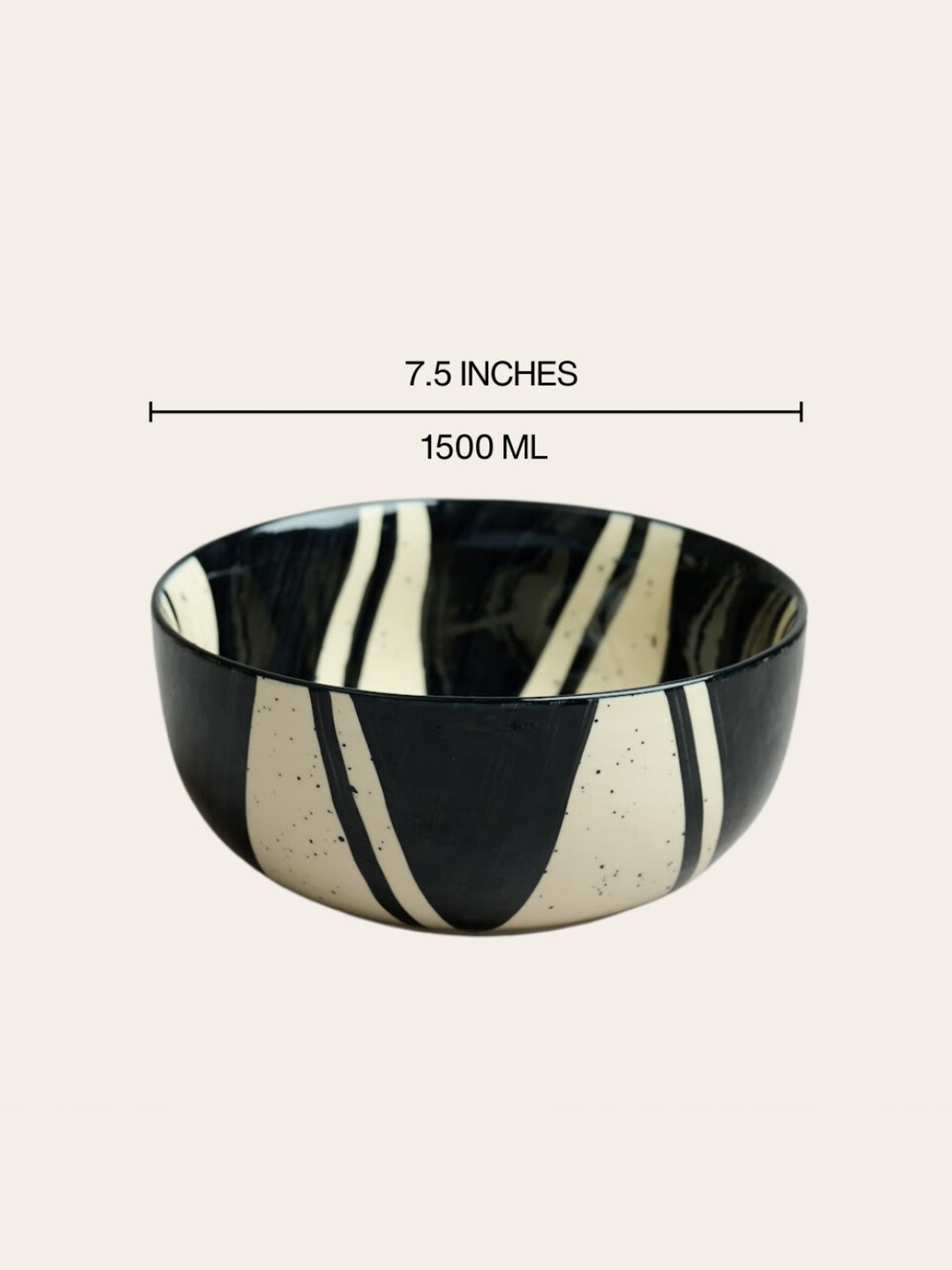 BlackCarrot Black & White Ceramic Serving Bowl