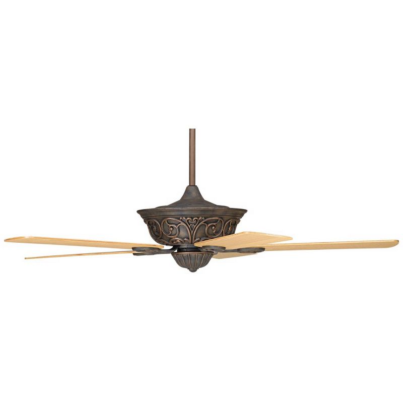 52" Casa Vieja Vintage Ceiling Fan Bronze Copper Light Oak Square Blades for Living Room Kitchen Bedroom Family Dining