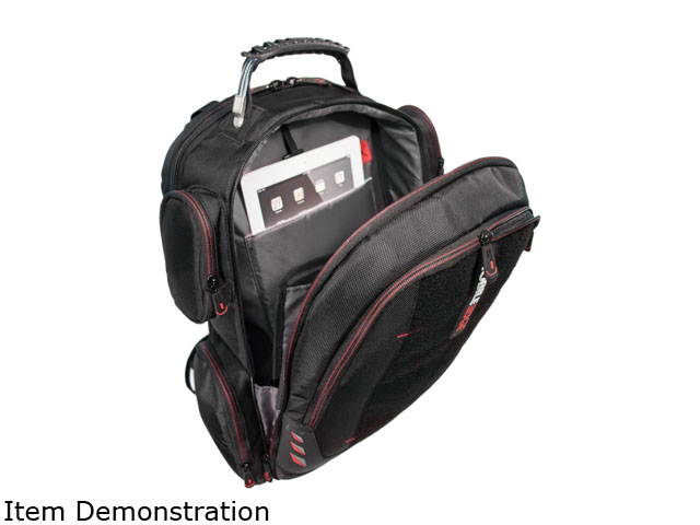 Mobile Edge - Core Gaming Checkpoint Friendly 18.4" Backpack w/Velcro Front Panel - Black with Red Trim