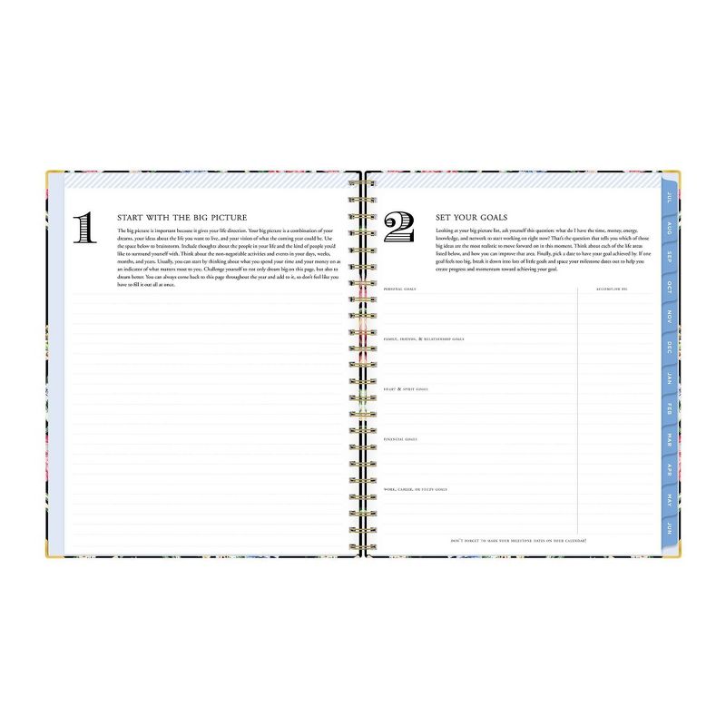 2021-22 Academic Planner 8.5" x 11" Hard Cover Weekly/Monthly Wirebound Tulip Garden Black - Day Designer