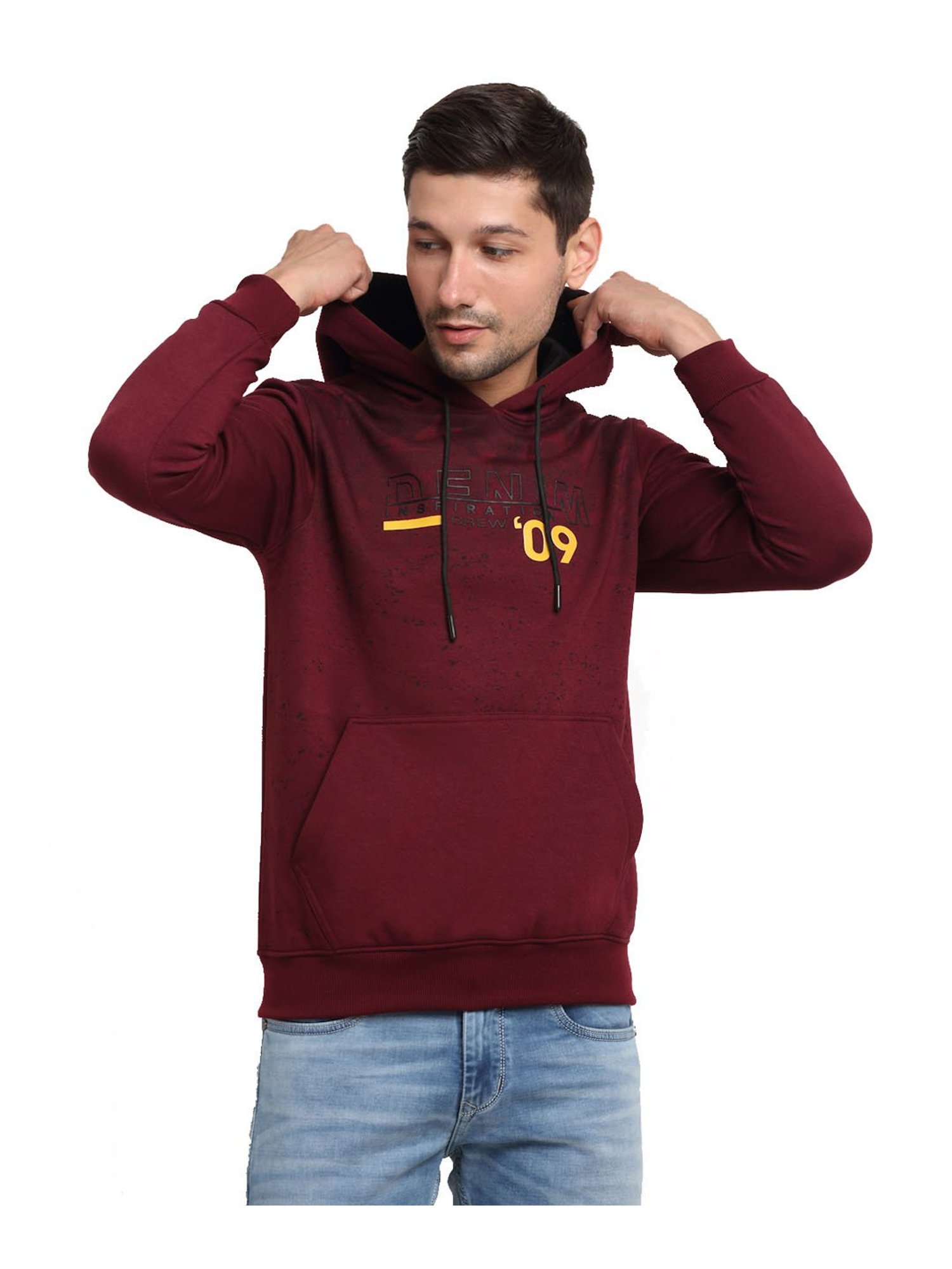 Venitian- Forbidden Clothing Wine Printed Hooded Sweatshirt