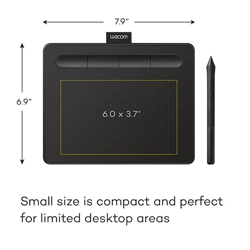 CTL4100 Intuos Graphics Drawing Tablet with Software, 7.9" X 6.3", Black, Small
