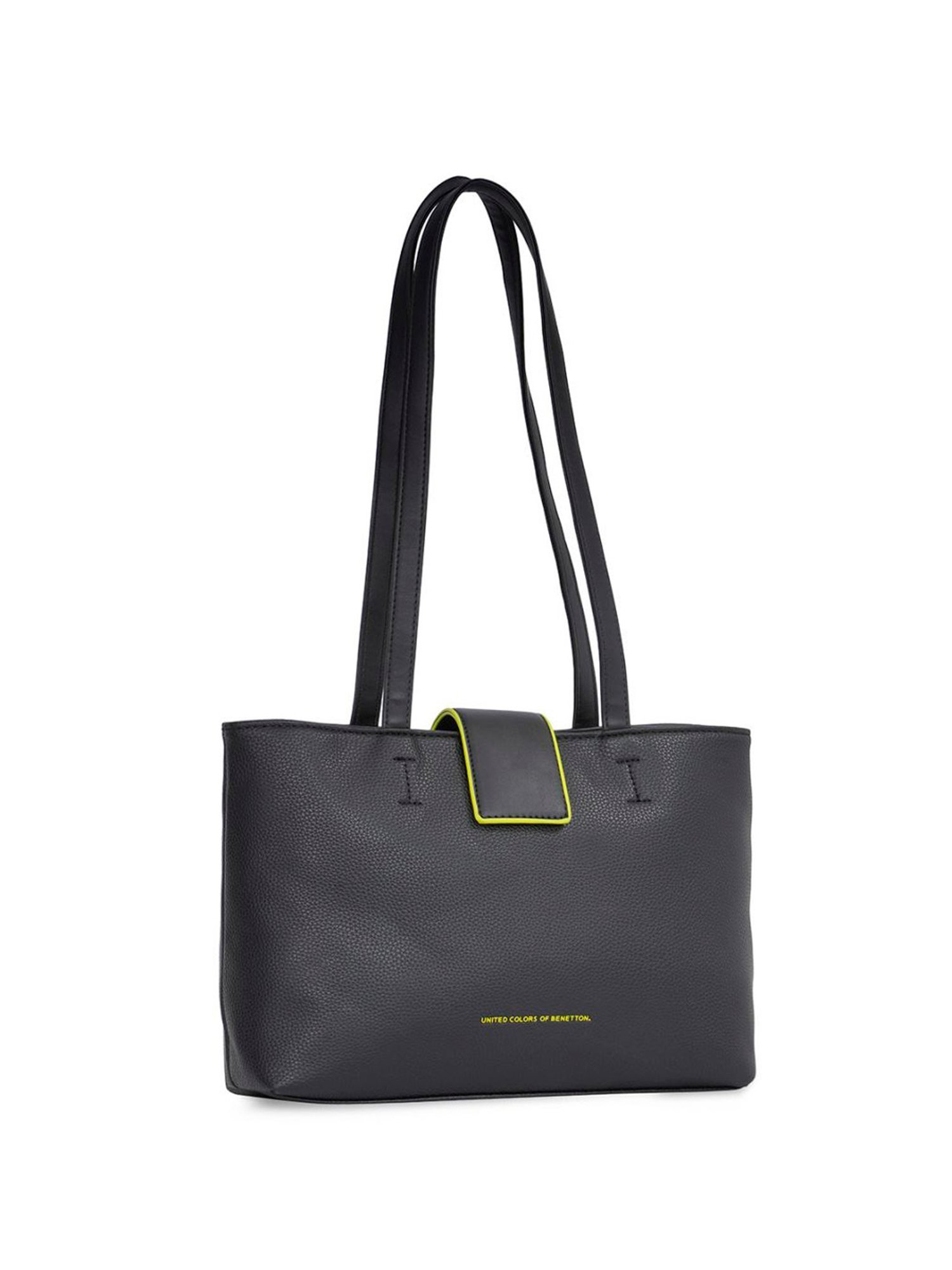 United Colors of Benetton Ariyah Black PU Solid Tote Handbag