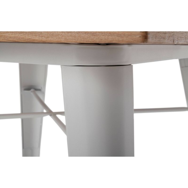30" Modern Square Dining Table with Wooden Tabletop and Galvanized Steel Body White/Natural - OFM