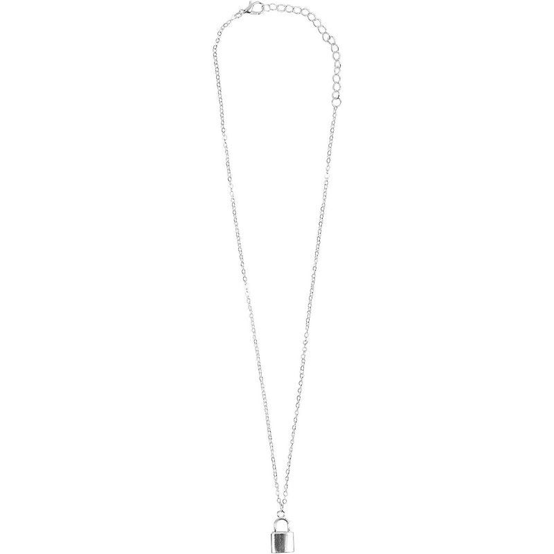 Zodaca 2 Piece Silver Padlock Necklace Chain Set for Punk Rock Party