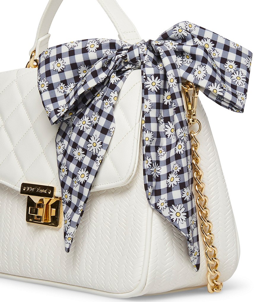 Betsey Johnson Chain Daisy Scarf Detail Satchel Bag