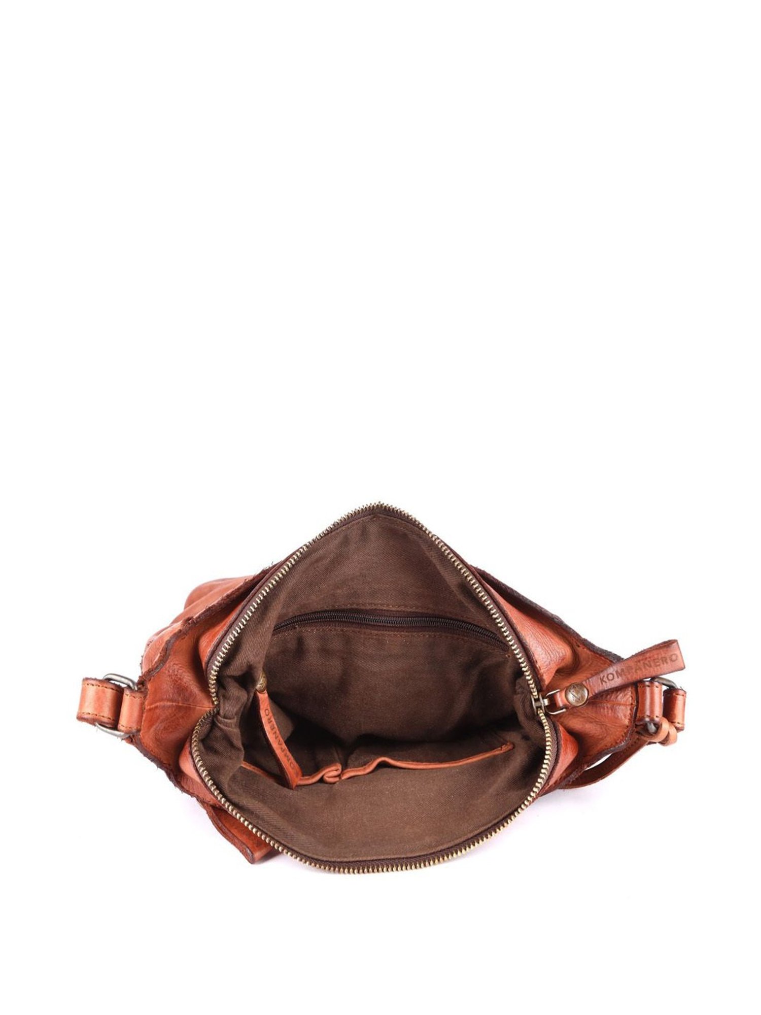 KOMPANERO Anna Cognac Leather Textured Sling Handbag