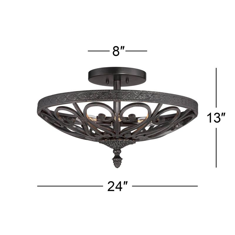 Kathy Ireland La Romantica Black Iron Ceiling Light