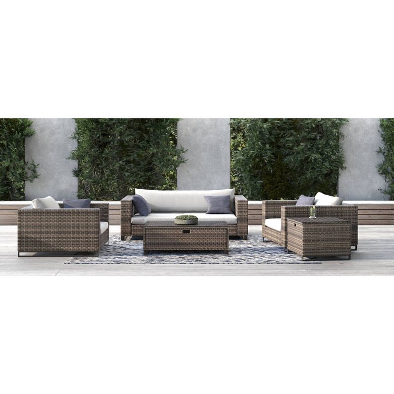 Oceanside Outdoor Side Table with Storage  - Gray Wicker - Finch