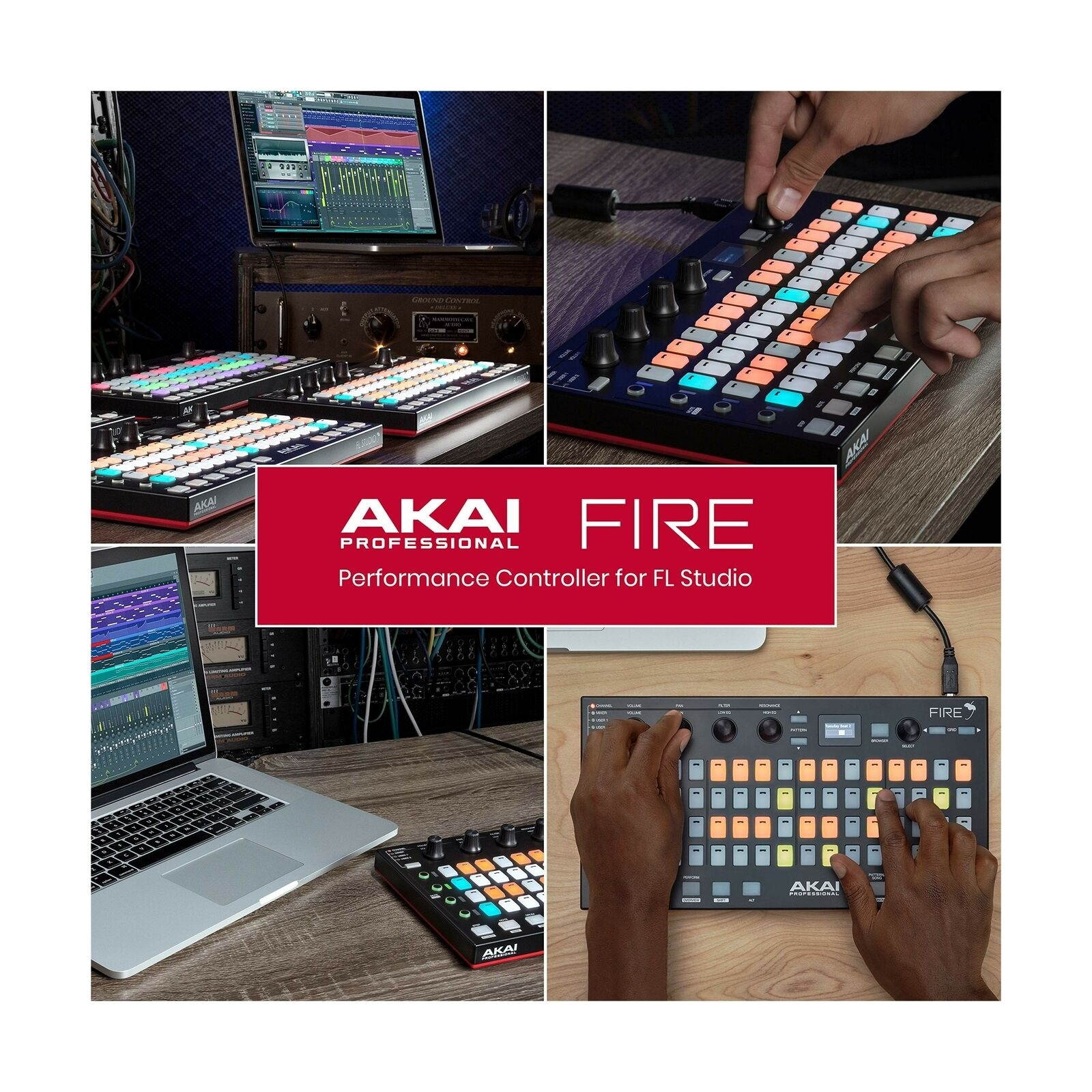 Akai Professional USB MIDI Controller for FL Studio with 64 RGB Clip/Drum Pad...