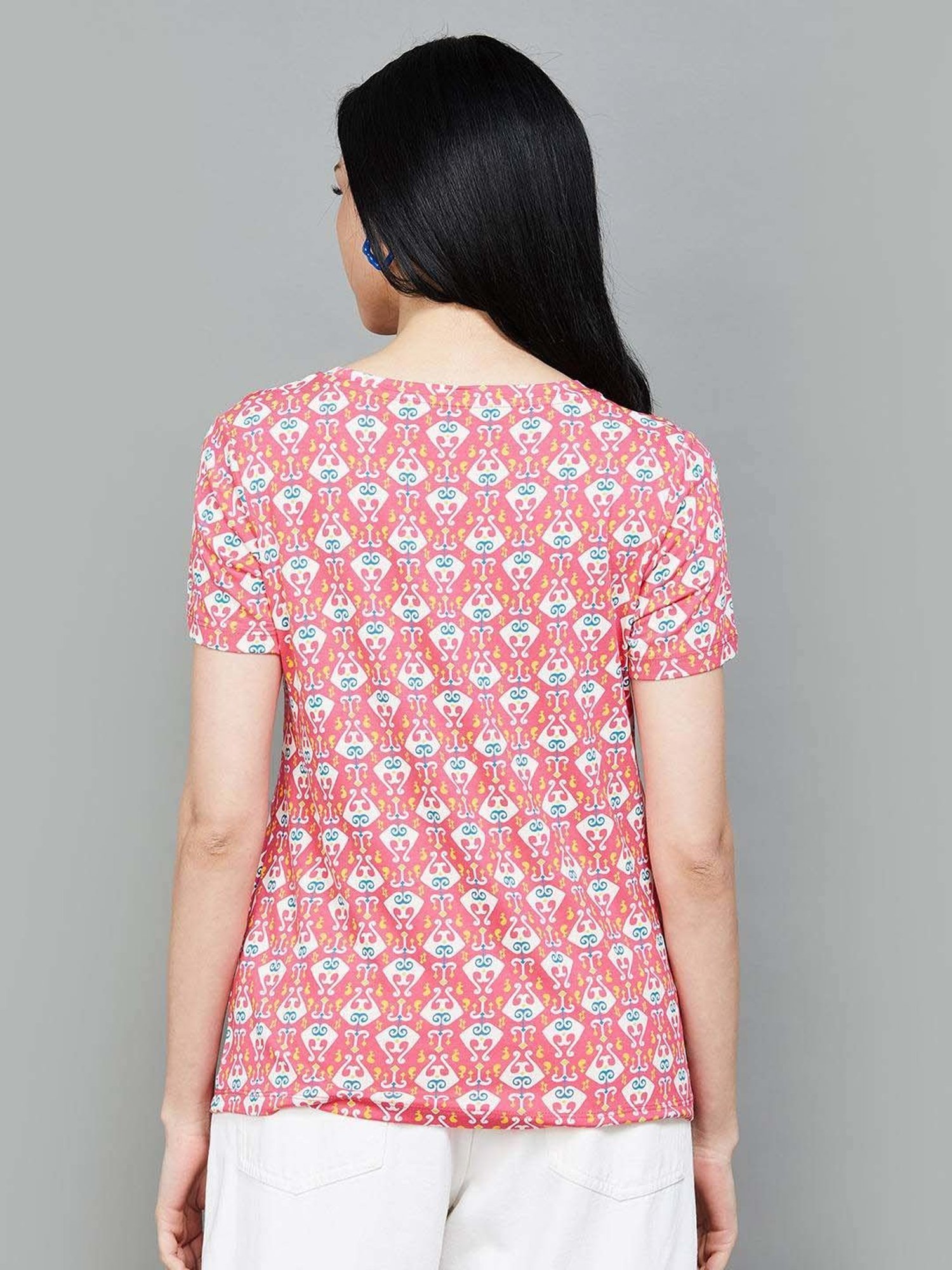 Colour Me by Melange Pink Printed T-Shirt