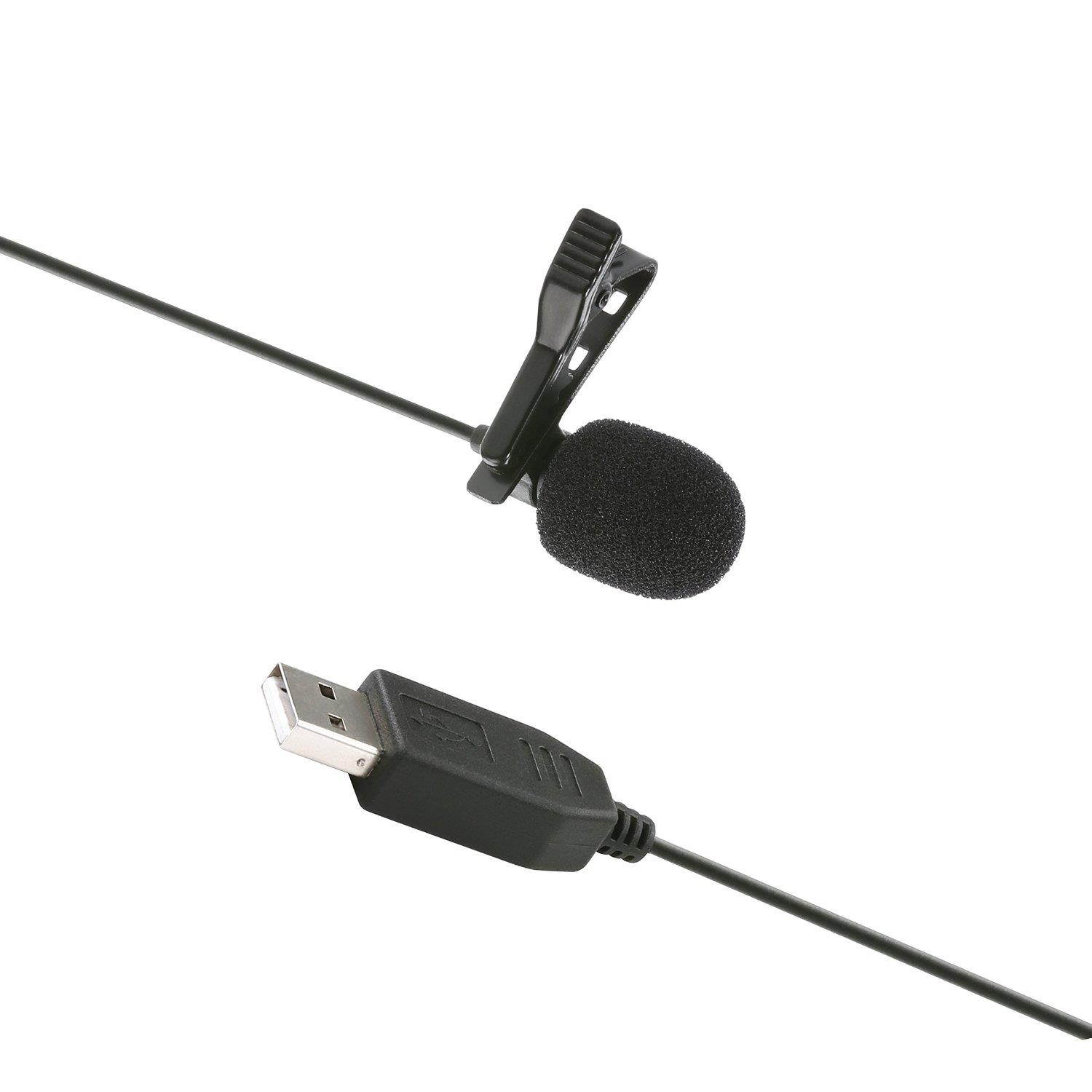 Movo M1 USB Lavalier Lapel Clip-on Omnidirectional Condenser Computer Microphone for PC and Mac (20' Cord)