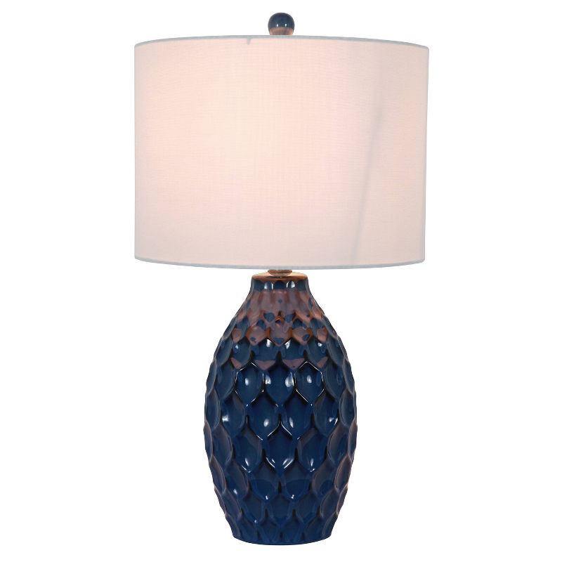 24.5" Tamara Faceted Ceramic Table Lamp - Dark Blue - Decor Therapy