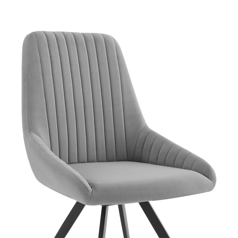 Set of 2 Alison Swivel Velvet and Metal Dining Chairs Gray - Armen Living