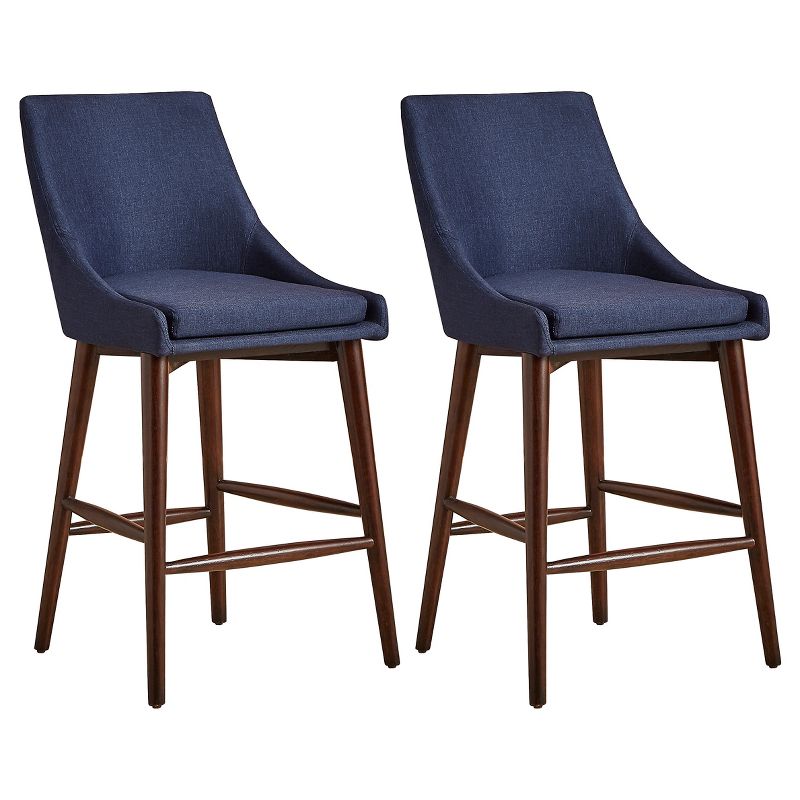 Set Of 2 Sullivan Mid Century Barrel Back Counter Height Barstool Twilight - Inspire Q