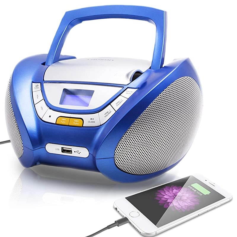 CP546 Portable Stereo Boombox CD Player with Radio | USB MP3 Player | Boombox with Cd Player Mp3 | Portable Radio CDPlayer Stereo with USB | Aux Linein Headphone Jack Blue