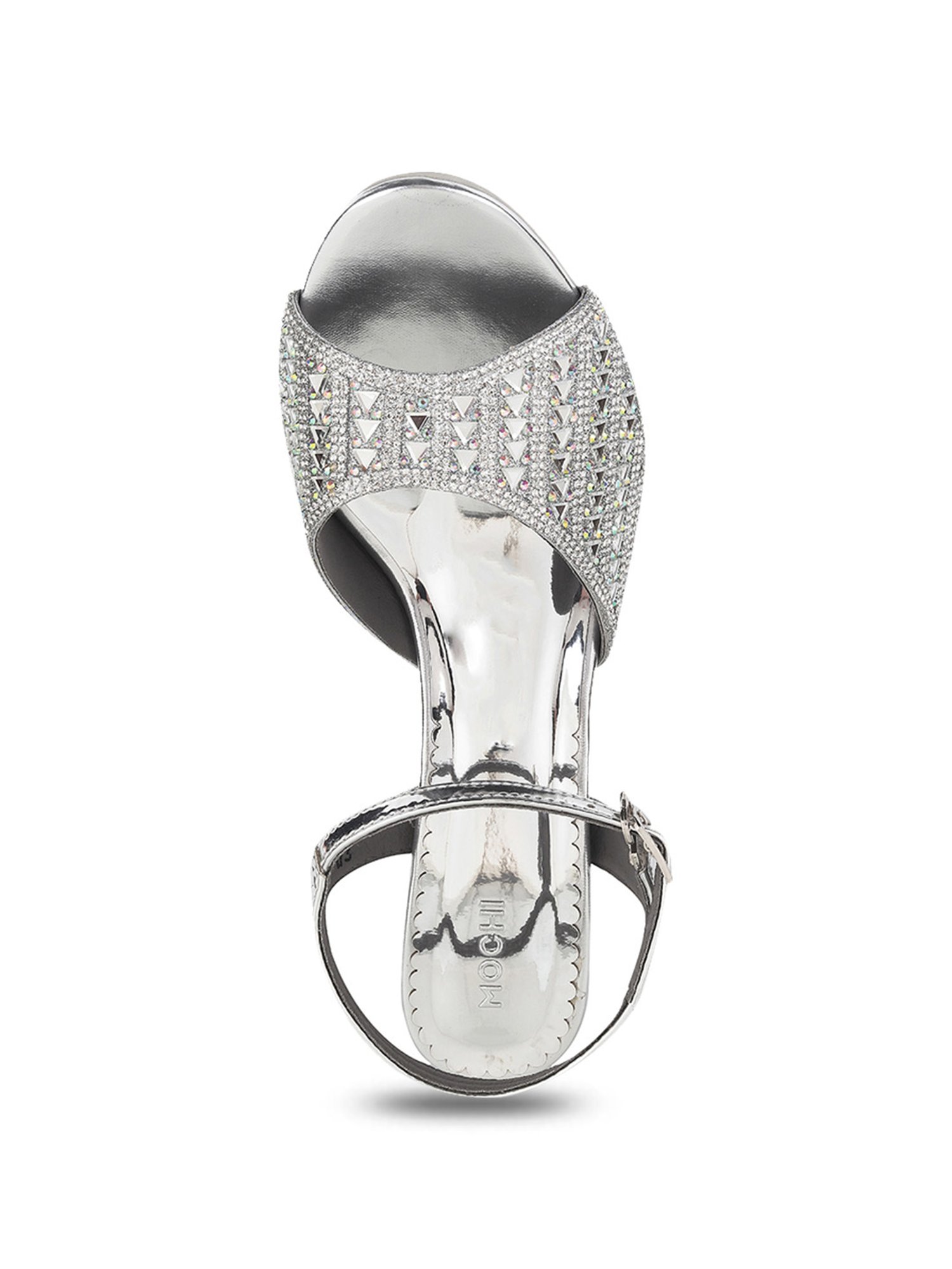 Mochi Women's Silver Ankle Strap Sandals