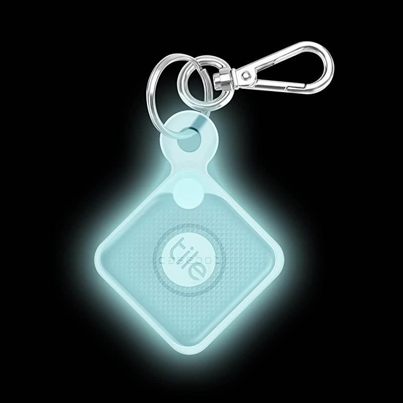 Silicone Case with Carabiner Keychain for Tile Pro 2020 2018 AntiScratch Lightweight Soft Protective Sleeve Skin Cover Blue Glow in The Dark