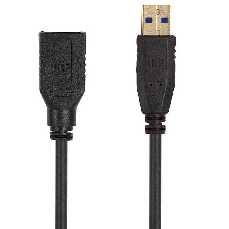 Monoprice USB 3.0 Type-A to Type-A Female Extension Cable - 6ft, Black, 32AWG, TPE Jacket, Compatible with Mouse, Printer, USB Keyboard, Flash Drive