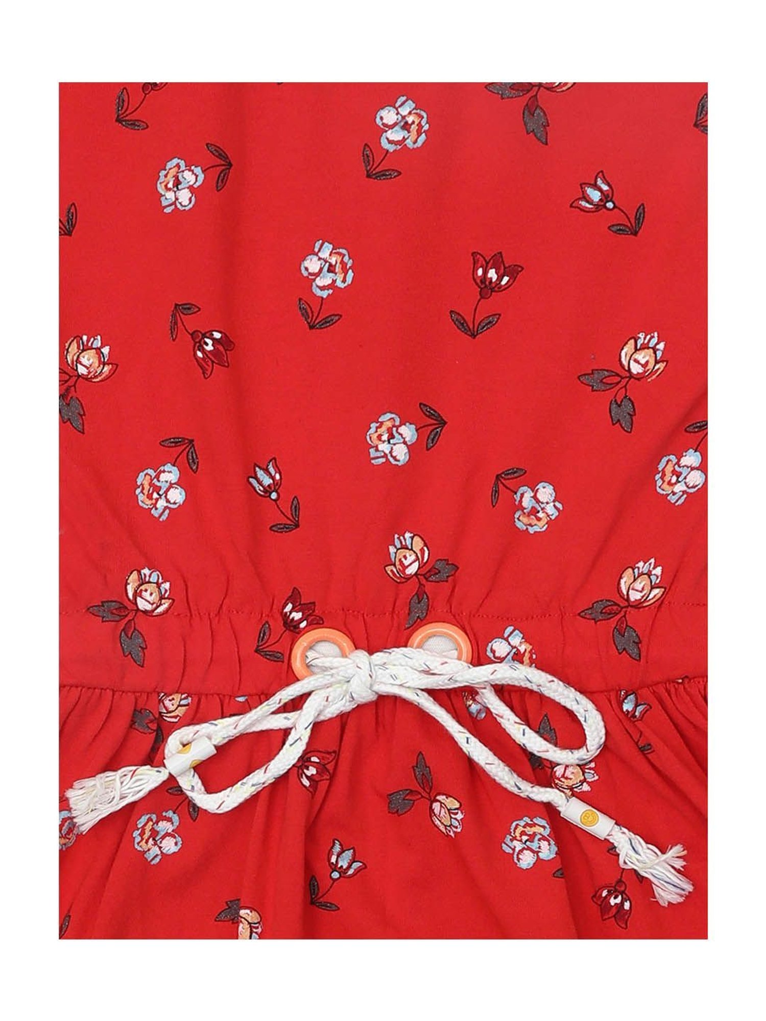NINS MODA Kids Red Floral Print Dress