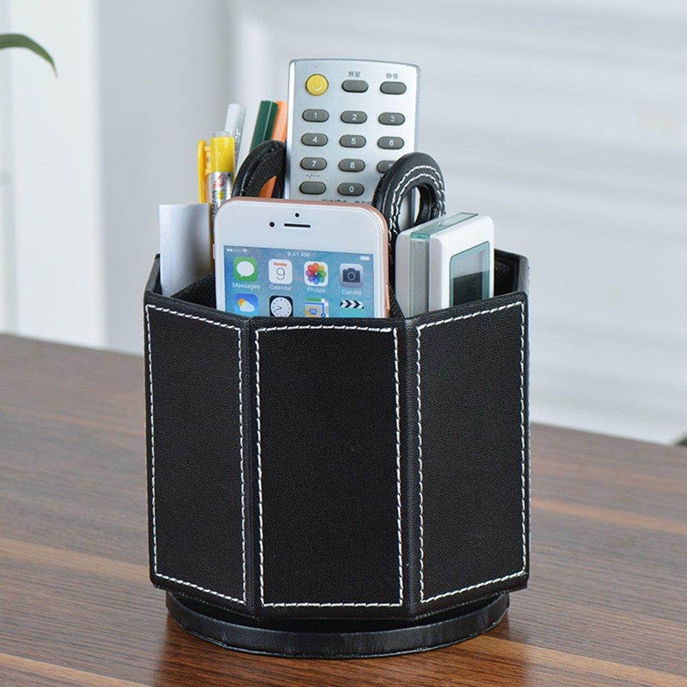 Daixers PU Leather Rotatable Remote Control Holder Storage Container for TV Remote Phone Caddy Eyeglasses
