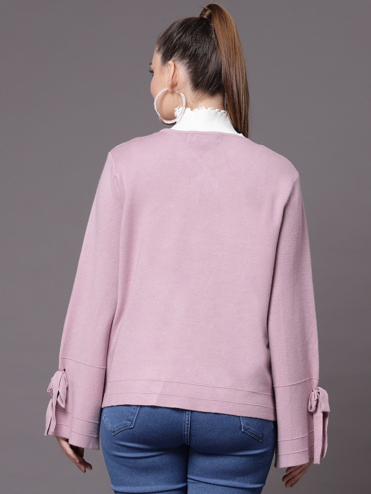 Mafadeny Pink Round Neck Shrug