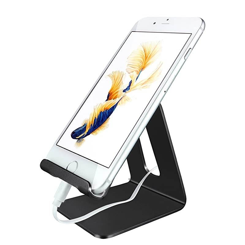 Metal Cell Phone Stand, Tablet Stand, Phone Holder, Cradle, Dock, Compatible for All Smartphones(Black)