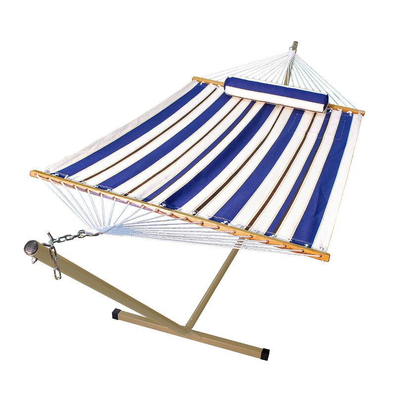 12 Foot Fabric Hammock with Steel Frame and Matching Pillow