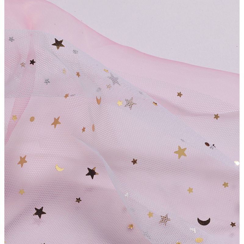 Badger Basket Royal Carriage Metal Doll Bed with Canopy Bedding and LED Lights - Pink/White/Stars