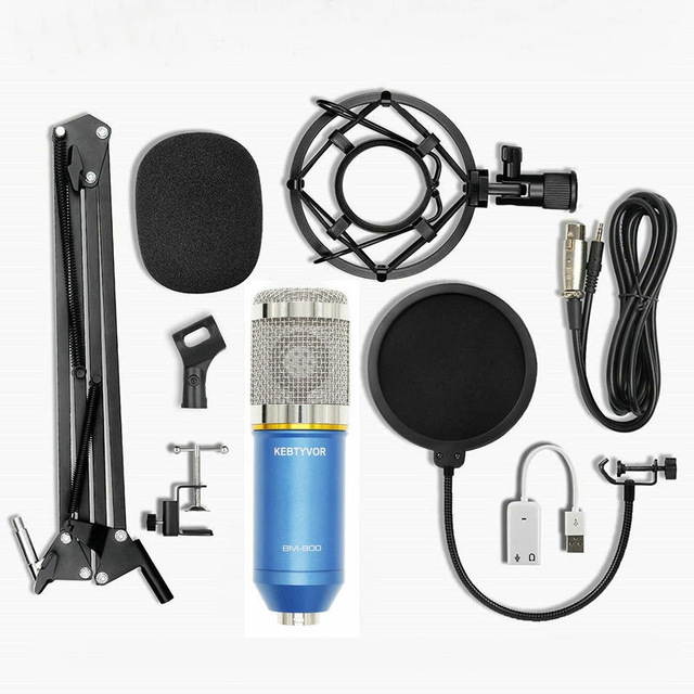 BM 800 Professional Condenser Microphone bm800 Audio Vocal recording for Computer karaoke Phantom power pop filter Sound card