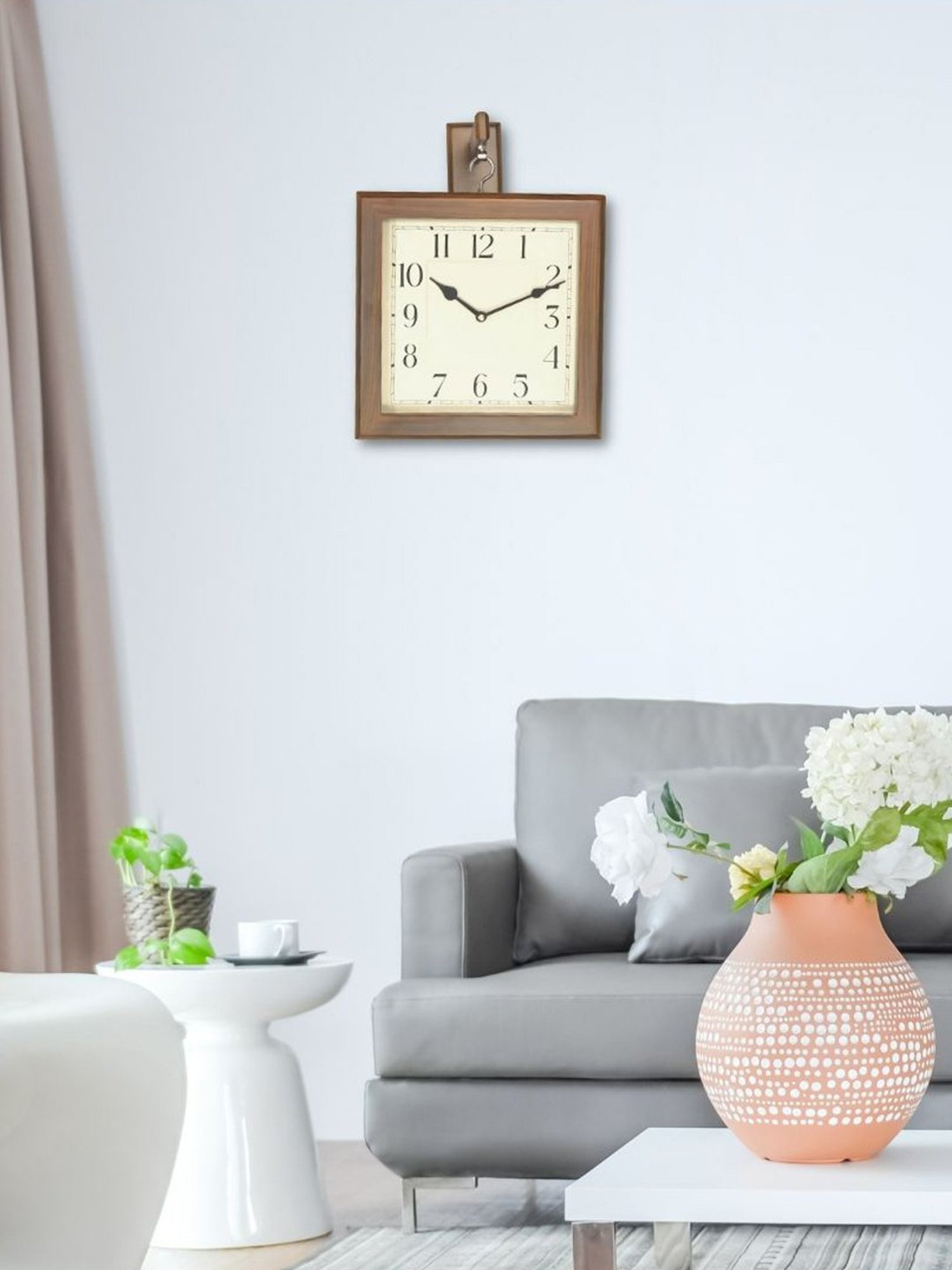 CHRONIKLE Square Brown Wood Wall Clock