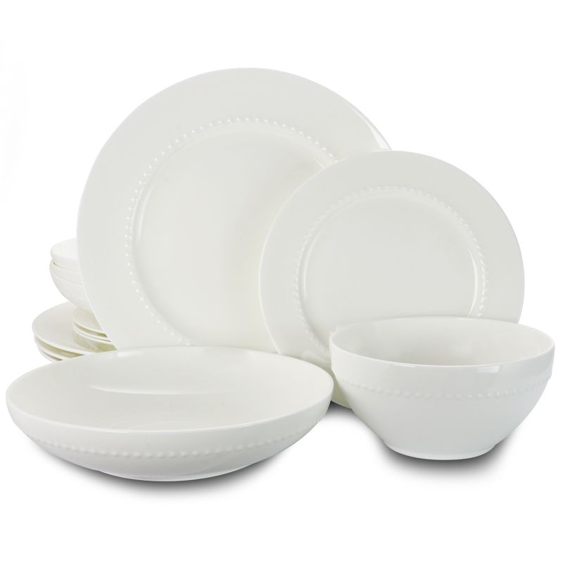 Vremi 16 Piece Multicolor Porcelain Dinnerware Set with 4 Dinner Plates, 4 Dessert Plates, 4 Salad/Soup Bowls, & 4 Coffee/Tea Mugs