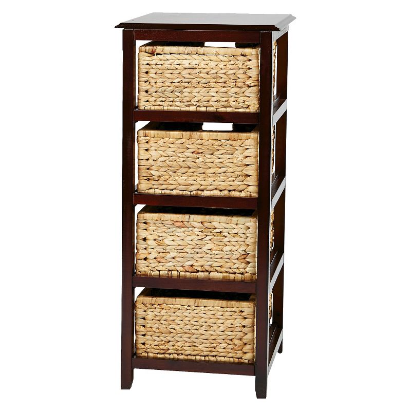 Seabrook FourTier Storage Unit With Espresso and Natural Baskets - OSP Home Furnishings
