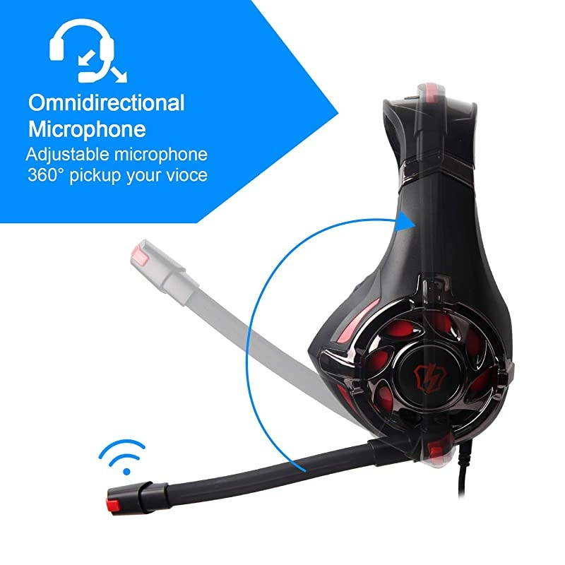 Headset Stereo Gaming Headset with Mic for PS4 PS5 One PC Mobile Switch 35mm Jack Noise Cancelling Gamer Headphones Lightweight Over Ear Headphones