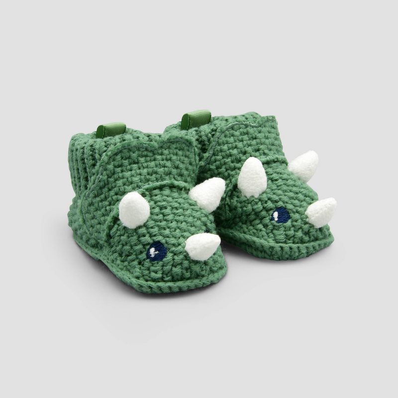 Baby Boys' Dino Knit Slippers - Just One You® made by carter's Green Newborn