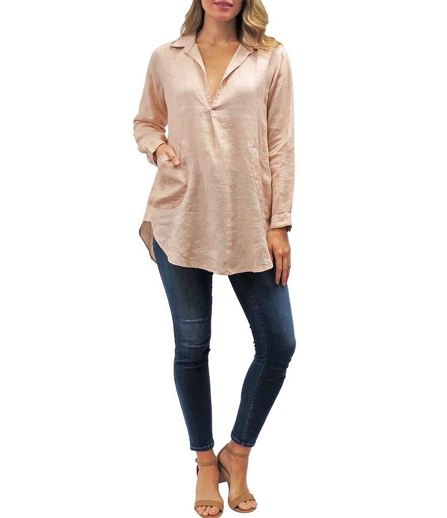 Karyn Seo Anika Split V Neck Linen Tunci
