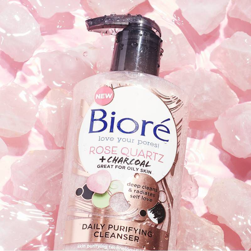 Biore Rose Quartz + Charcoal Oil Free Face Wash - 6.77 fl oz