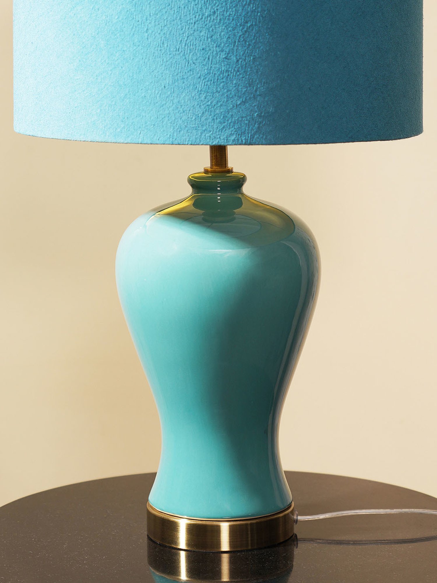 Pure Home and Living Grey Glass Trophy Shaped Table Lamp Stand