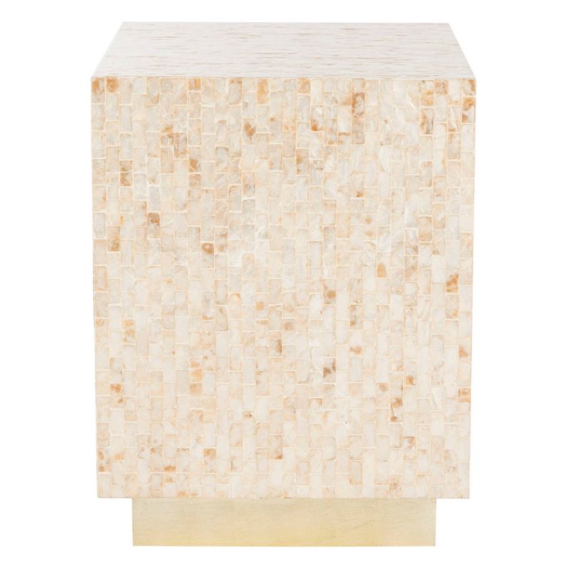 Juno Rect Mosaic Side Table Beige/Gold - Safavieh