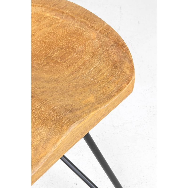 Wooden Barstool with Padded Seat and Open Backrest Blue/Brown - Benzara