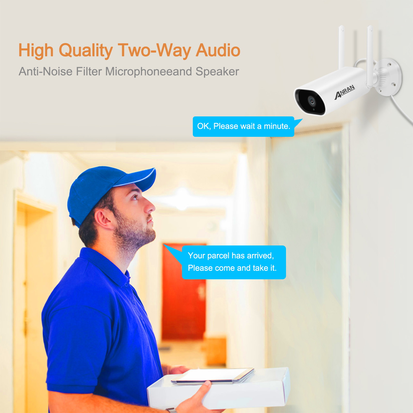 ANRAN 2MP Wifi CCTV Camera, Security Wireless ip Camera Waterproof Night Vision Outdoor (with 32G Memory Card)