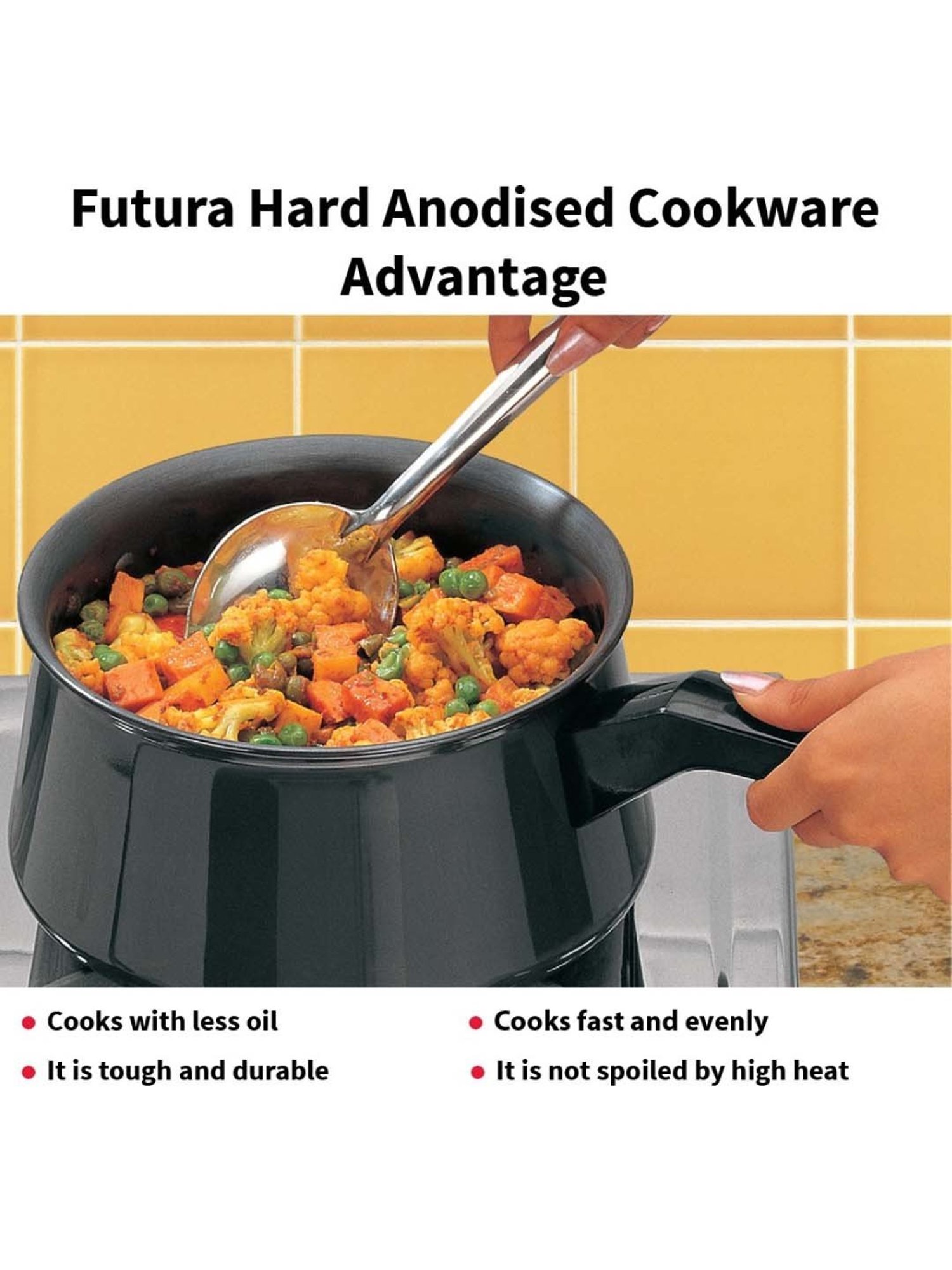 Hawkins Black Hard Anodised 18.8 cm Non-Toxic Handi Saucepan (2 L) - Set of 1