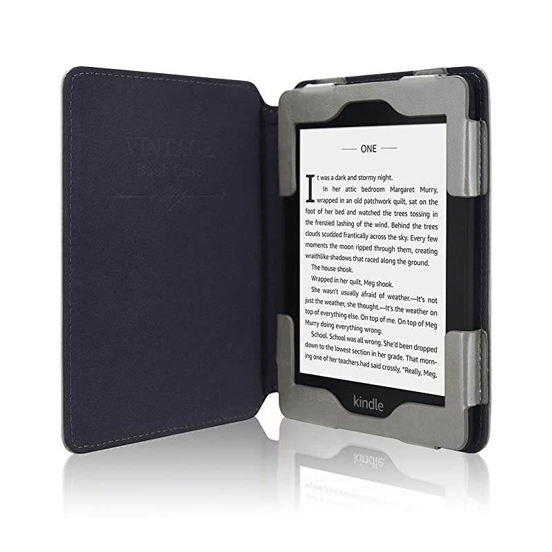 Case Fits All-New Kindle 10th Generation 2019 and 8th Gen 2016 ONLY (NOT FIT Kindle Paperwhite/Kindle Oasis), Folio Smart Leather Cover with Auto Wake Sleep & Front Pocket, Grey
