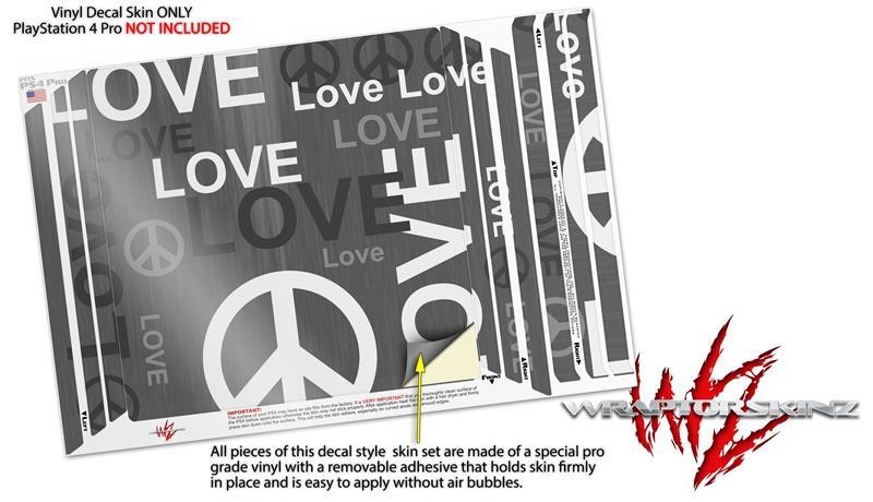 Love Peace Gray PS4 Pro Skin fits Sony Playstation 4 Console