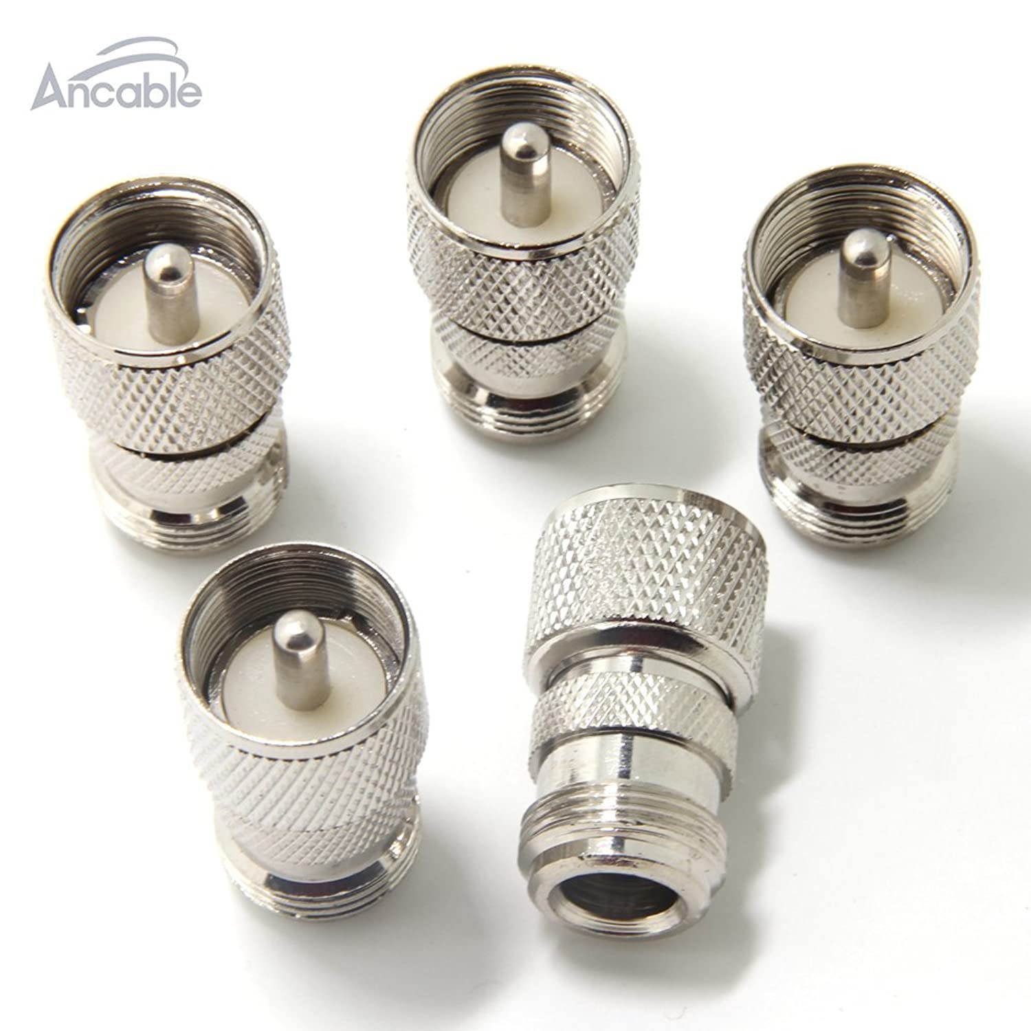 Ancable UHF/PL-259 Male to N Female Connector for CB Ham Radio Antenna Pack of 5