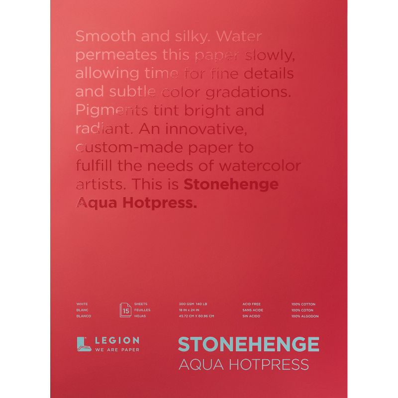 Stonehenge Aqua Block Hotpress Pad 18"X24" 15 Sheets/Pkg-White 140lb