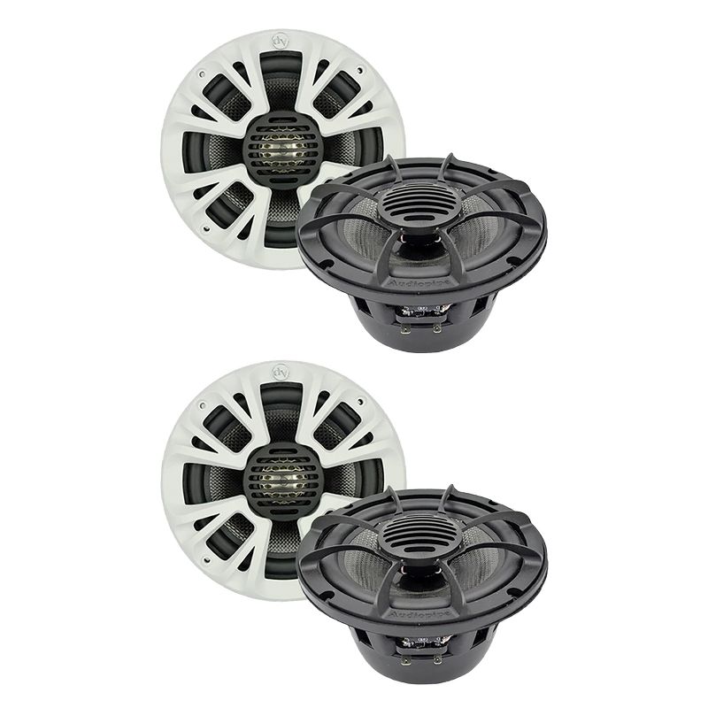 Audiopipe 2 x APMP-T830LD 500 Watt Max 4 Ohms 8 Inch Marine Coaxial Car Speakers with 1.5 Inch Kapton Voice Coil, Pair, Black (2 Pack)