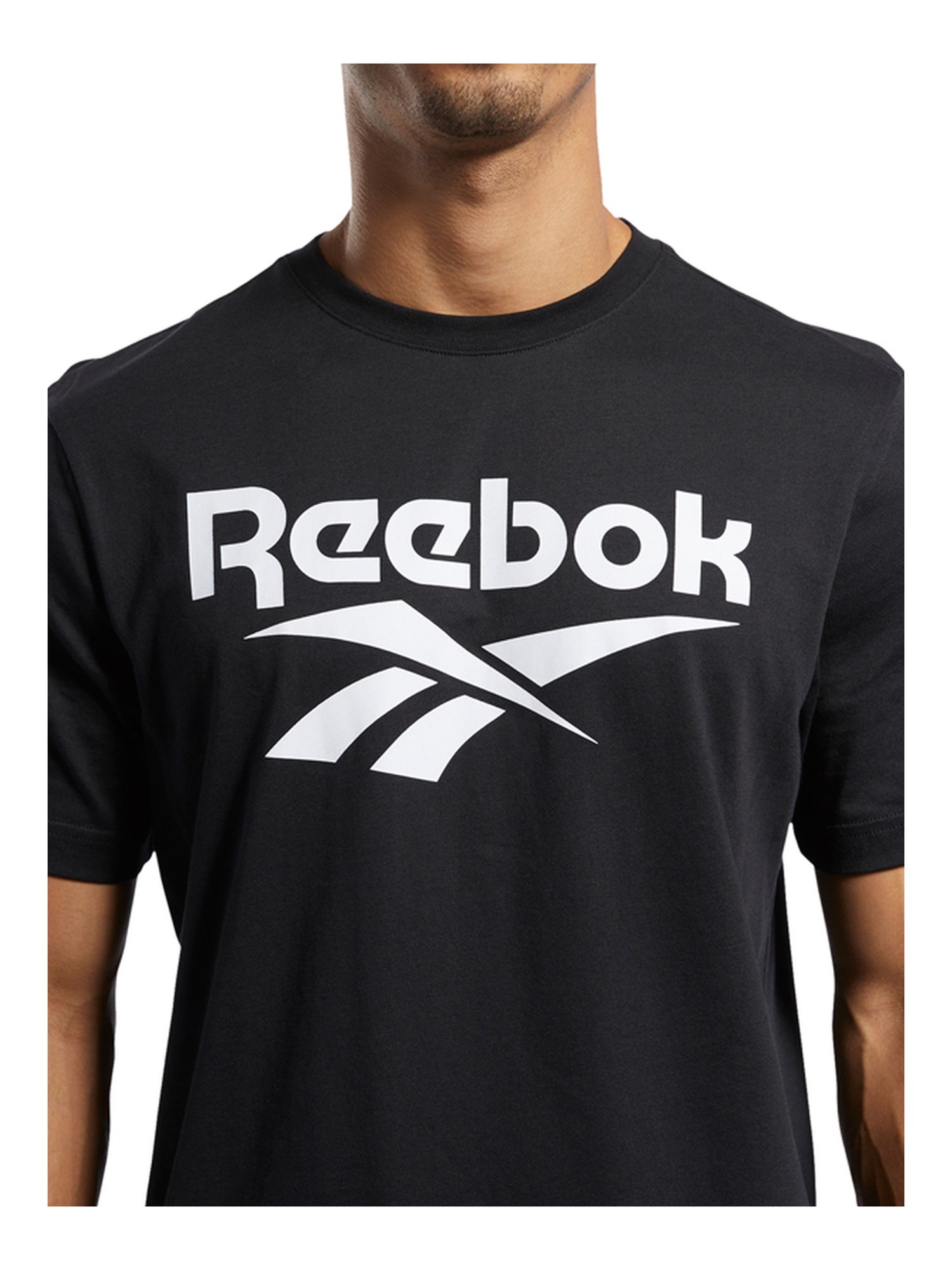 Reebok Black Cotton Regular Fit Printed T-Shirt
