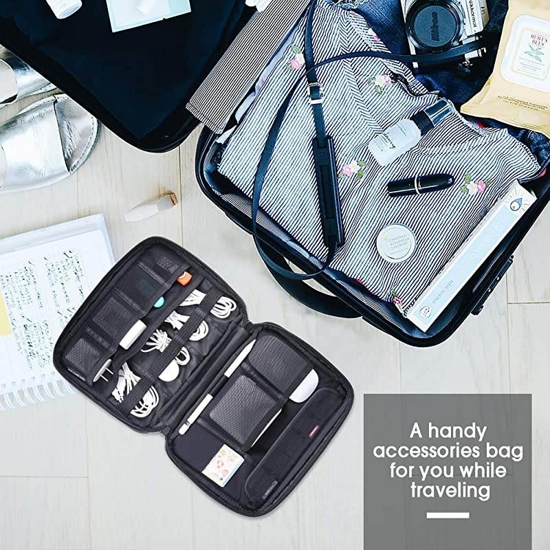 Electronic Cord Organizer Travel Universal Case Gadget Gear Storage Pouch Compatible with 79 inches iPad MiniApple PenciliPhone XRiPhone XiPhone 8 KindleHard DriveMemory Cards