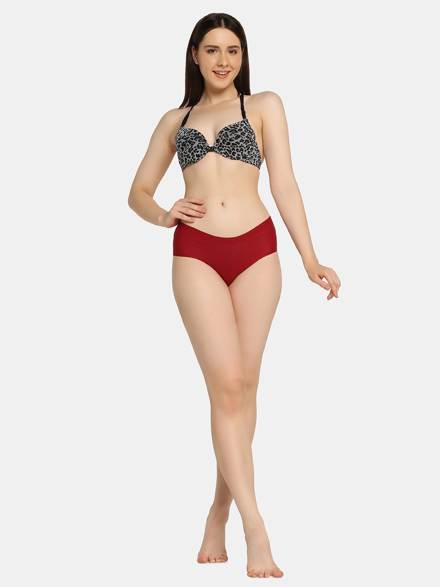 Da Intimo Maroon Self Design Hipster Panty